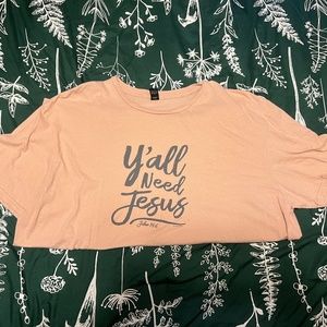 Blessed Girl 2XL Women's Y'all Need Jesus Pink Short Sleeve Tee